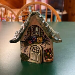 Blue Sky Clayworks Heather Goldminc cottage tea light holder signed